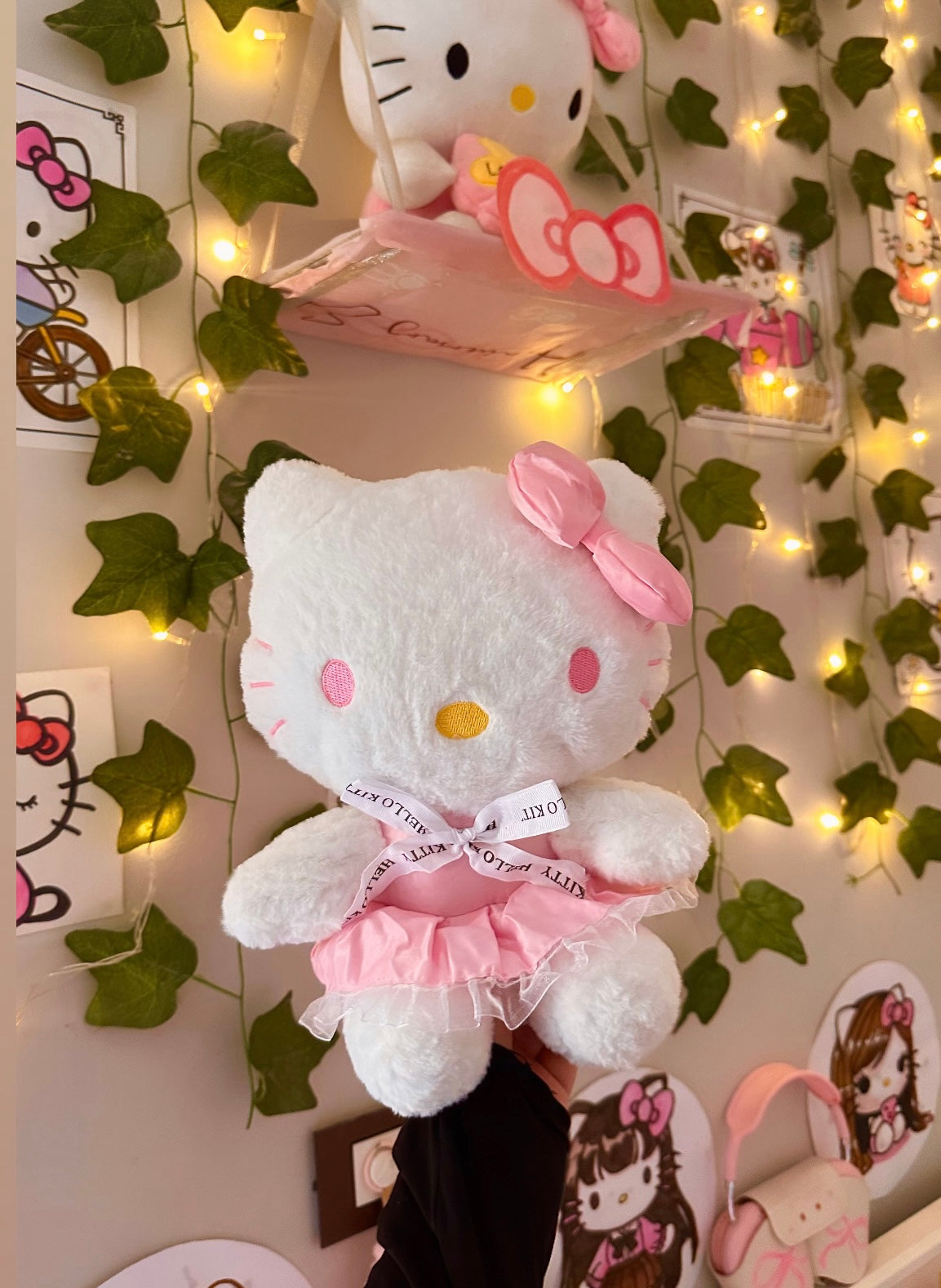 Hello Kitty Pink Satin Bow Plush